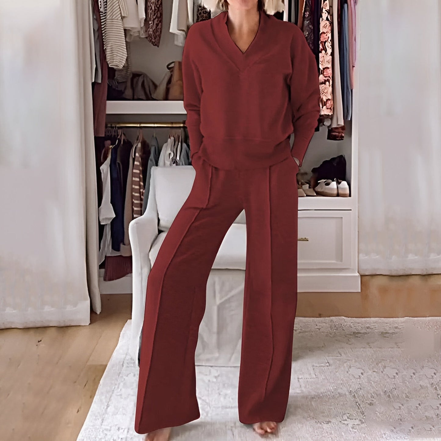 Barbara | Women's Wide Leg Lounge Set - Image 6