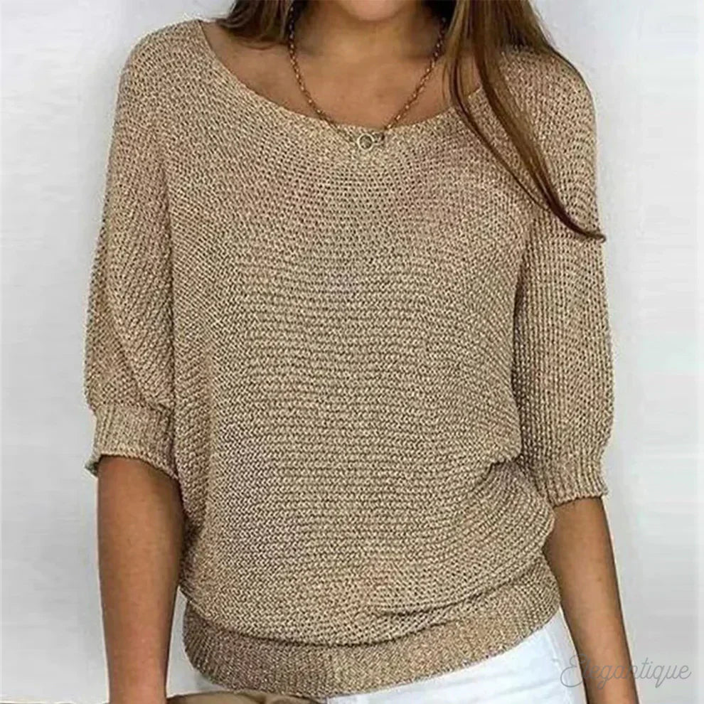 Shannon | Women's Loose Fit Scoop Neck Pullover Sweater - Image 1