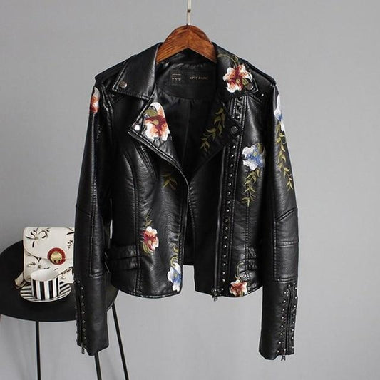 Emily | Women's Embroidered Biker Jacket - Image 1