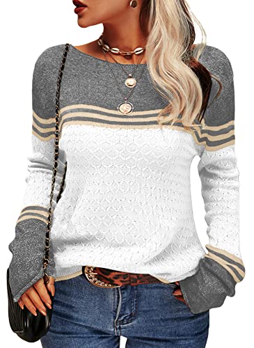 Mary | Women's Color Block Long Sleeve Pullover Sweater - Image 15