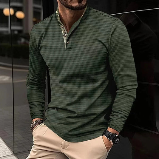 Kaden | Men's Slim-Fit Long Sleeve Henley Shirt - Image 1