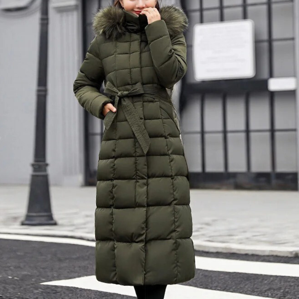 Mae | Women's Belted Long Puffer Coat - Image 4